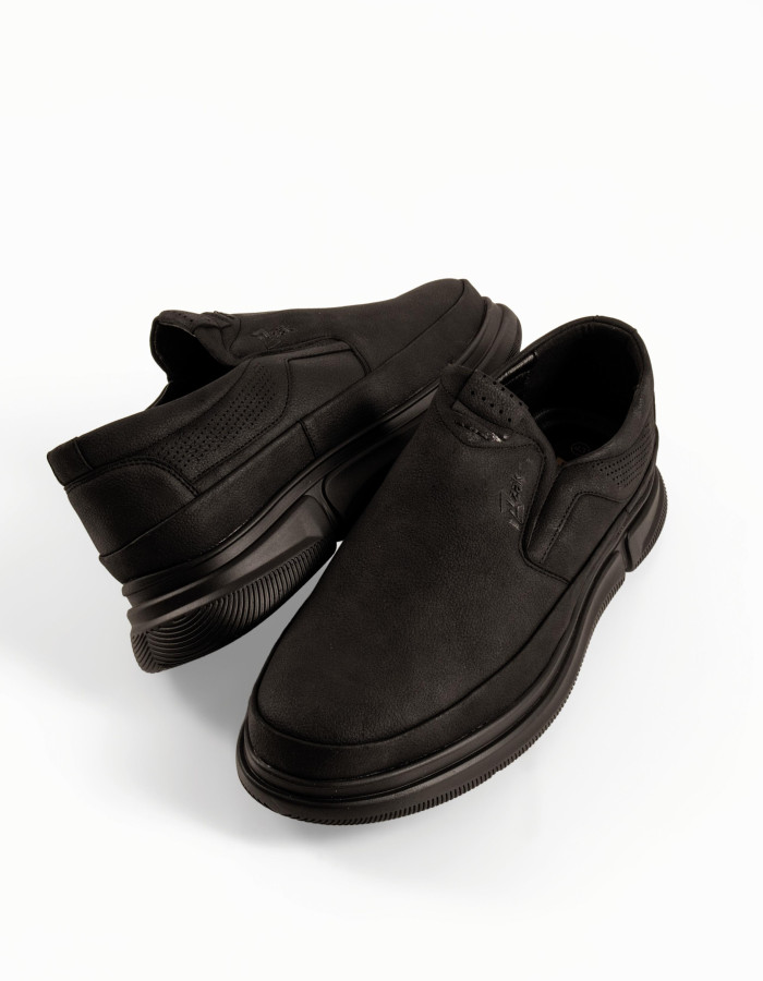 Zak ανδρικά μαύρα παπούτσια slip-on με διάτρητες λεπτομέρειες