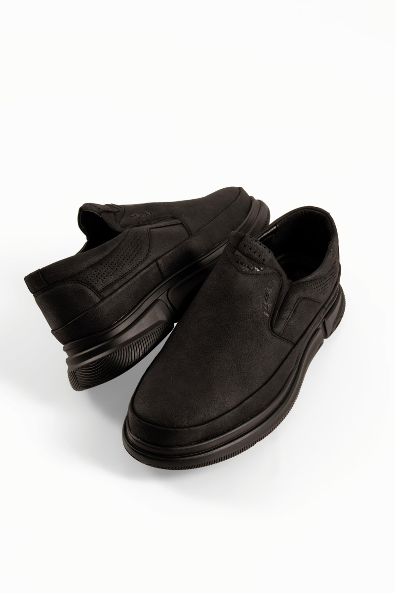 Zak ανδρικά μαύρα παπούτσια slip-on με διάτρητες λεπτομέρειες