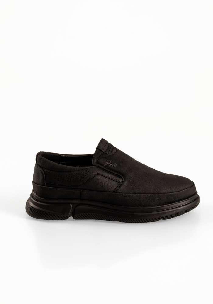 Zak ανδρικά μαύρα παπούτσια slip-on με διάτρητες λεπτομέρειες