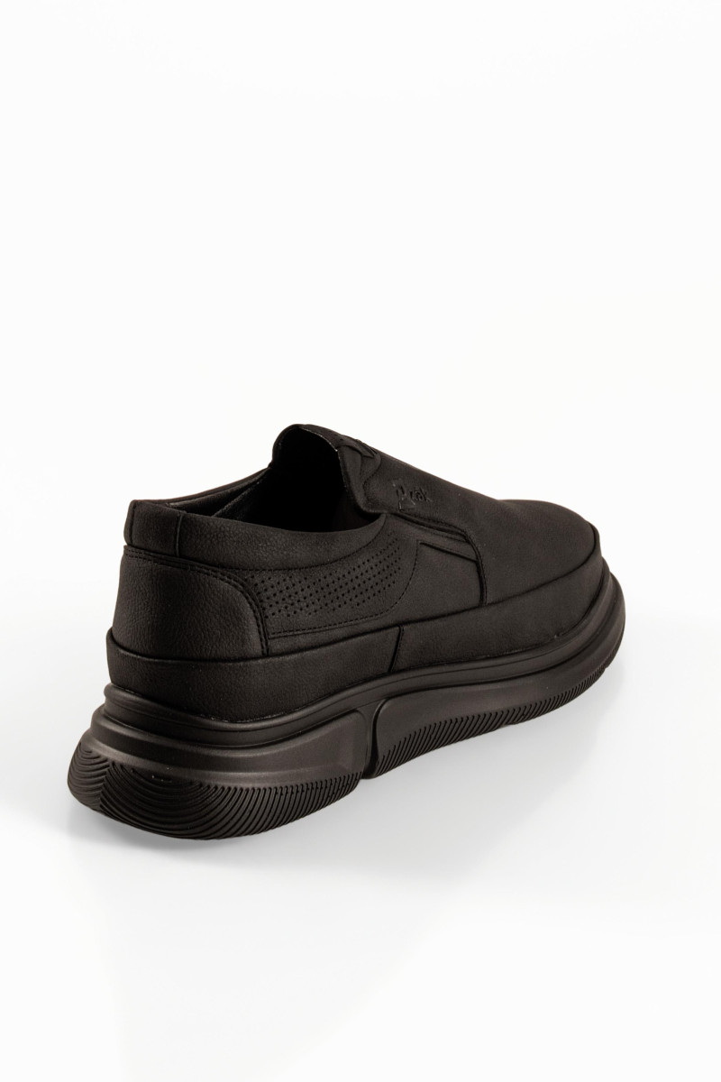 Zak ανδρικά μαύρα παπούτσια slip-on με διάτρητες λεπτομέρειες