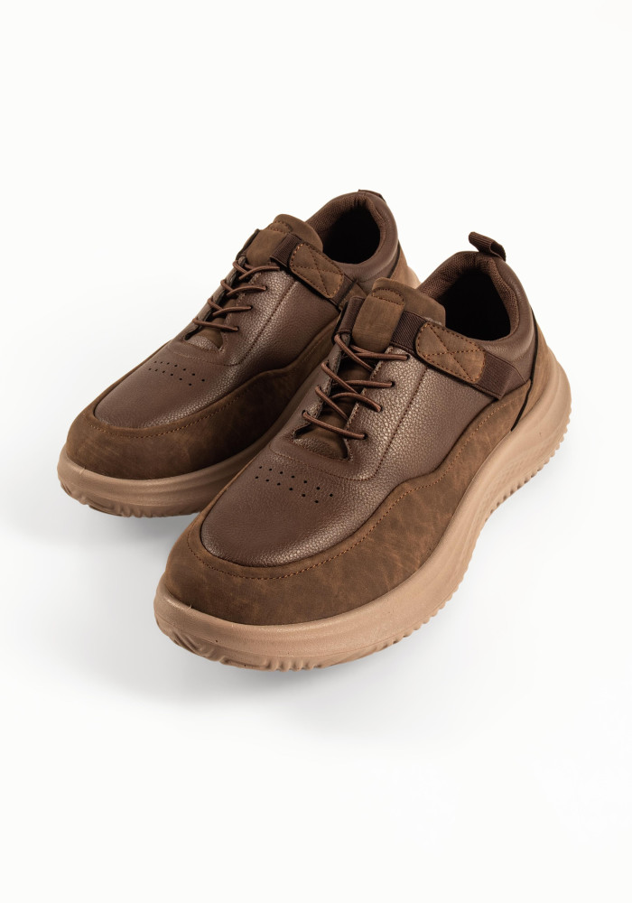 Zak ανδρικά slip-on sneakers με φαρδιά σόλα σε καφέ χρώμα
