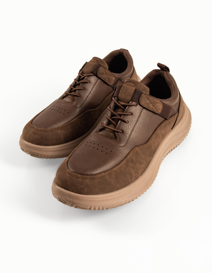 Zak ανδρικά slip-on sneakers με φαρδιά σόλα σε καφέ χρώμα