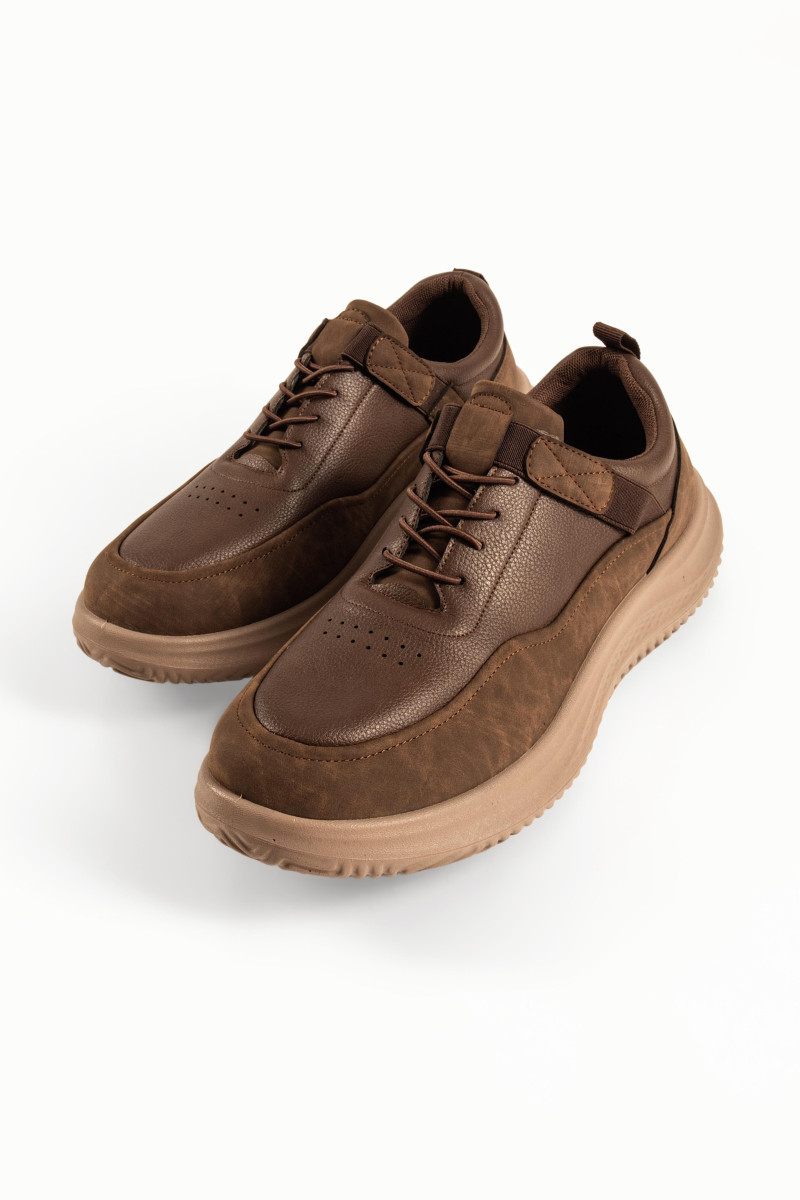 Zak ανδρικά slip-on sneakers με φαρδιά σόλα σε καφέ χρώμα