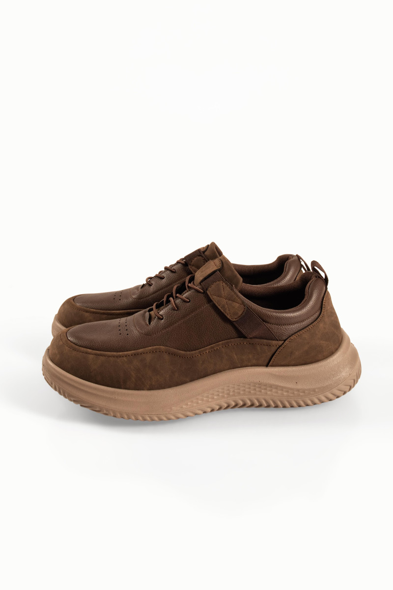 Zak ανδρικά slip-on sneakers με φαρδιά σόλα σε καφέ χρώμα