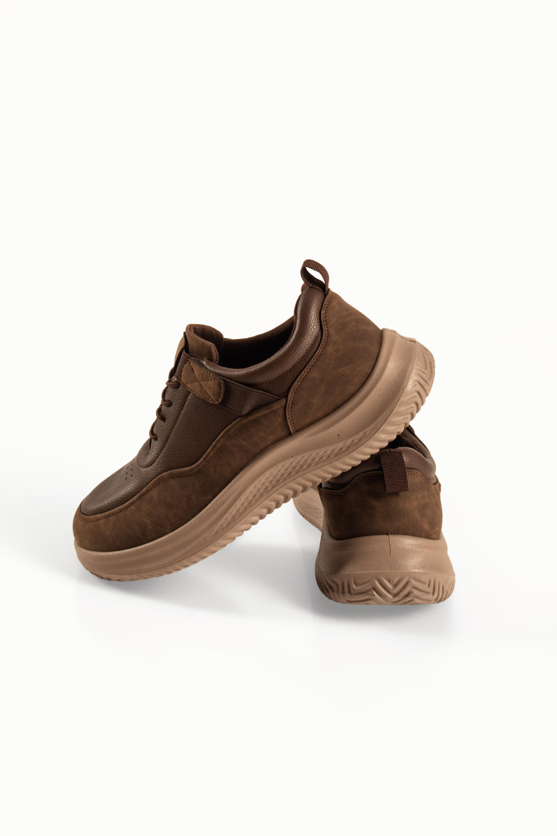 Zak ανδρικά slip-on sneakers με φαρδιά σόλα σε καφέ χρώμα