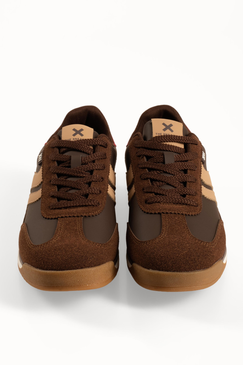 Xti καφέ ανδρικά sporty-retro sneakers με σουέτ λεπτομέρειες