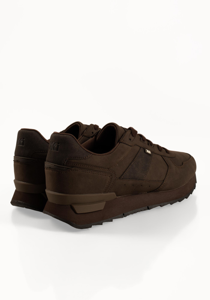 Xti καφέ sneakers με κορδόνια και πλαϊνές υφασμάτινες λεπτομέρειες
