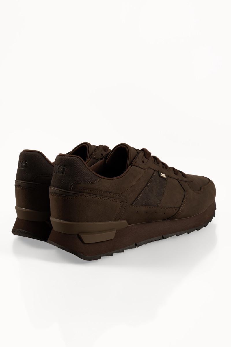 Xti καφέ sneakers με κορδόνια και πλαϊνές υφασμάτινες λεπτομέρειες