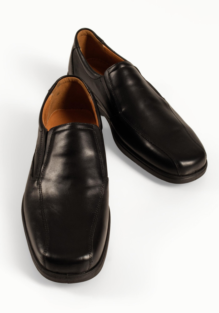 Boxer ανδρικά μαύρα δερμάτινα slip-on με χαμηλή σόλα