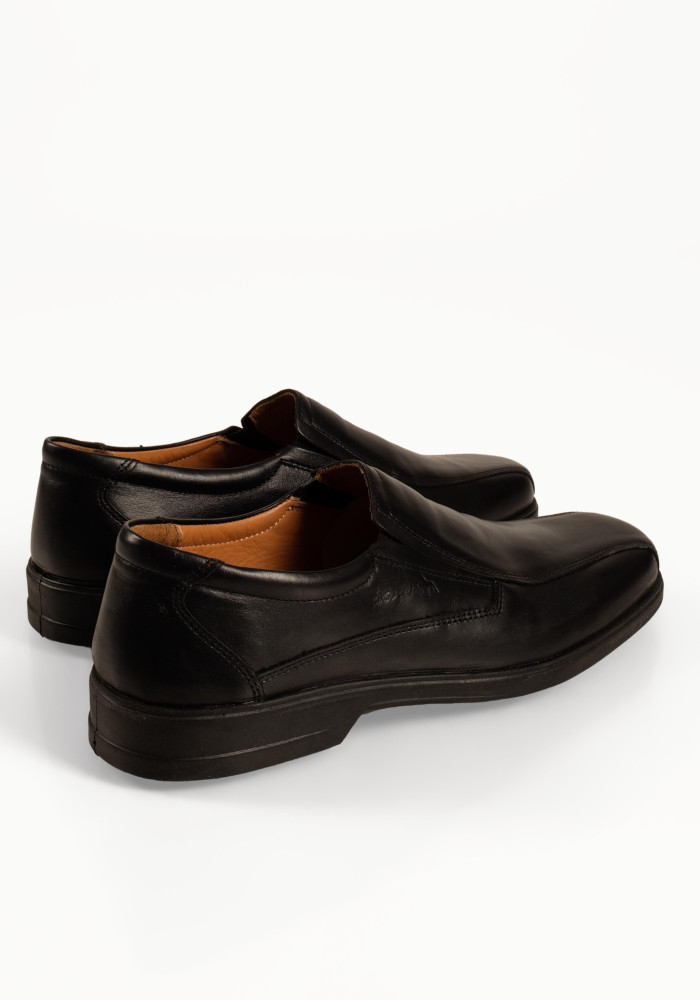 Boxer ανδρικά μαύρα δερμάτινα slip-on με χαμηλή σόλα