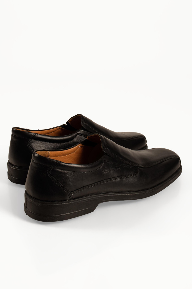 Boxer ανδρικά μαύρα δερμάτινα slip-on με χαμηλή σόλα