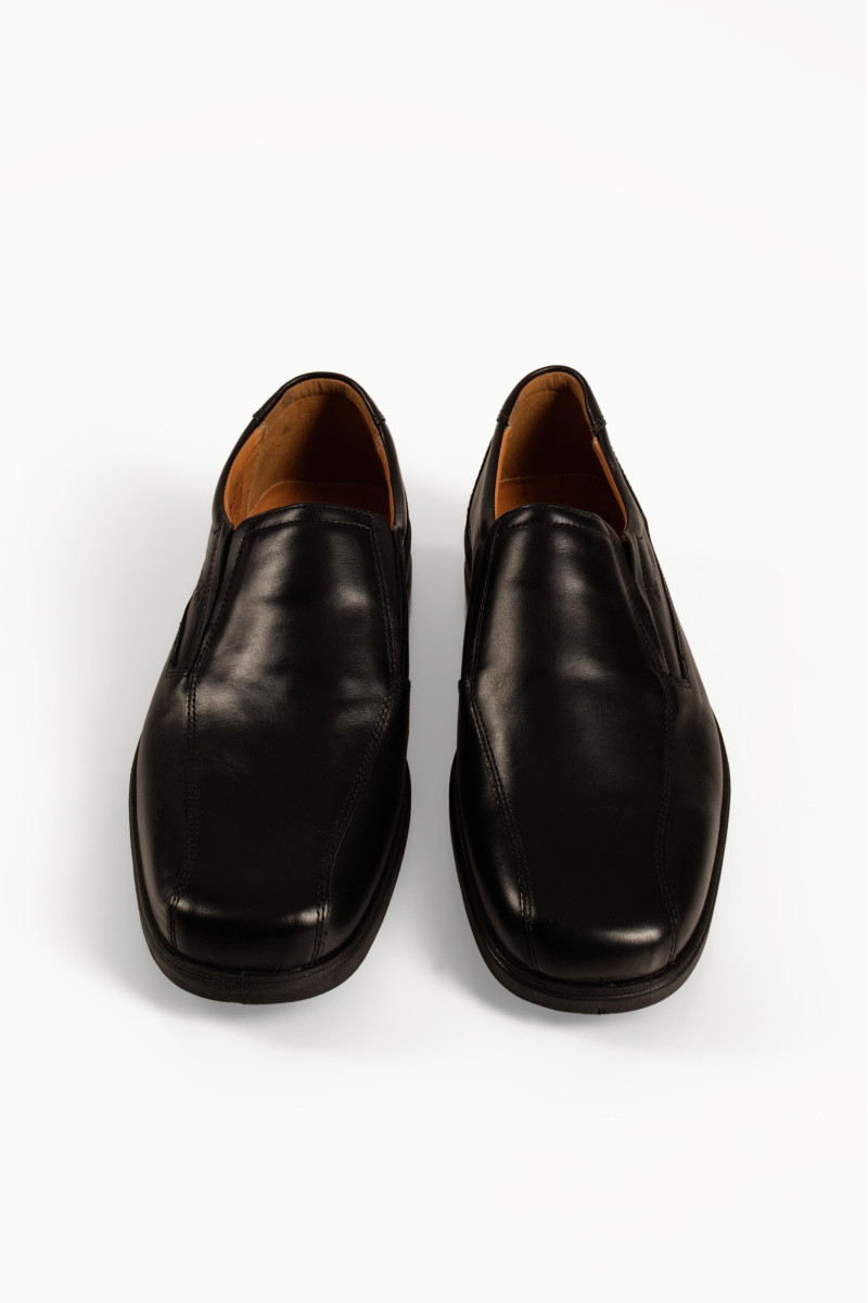 Boxer ανδρικά μαύρα δερμάτινα slip-on με χαμηλή σόλα
