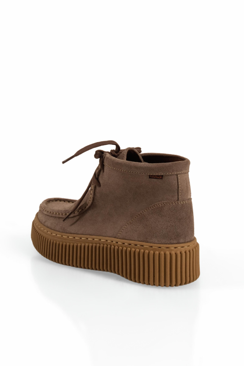 Ragazza δερμάτινα γυναικεία Lace-Up μποτάκια σε πούρο χρώμα