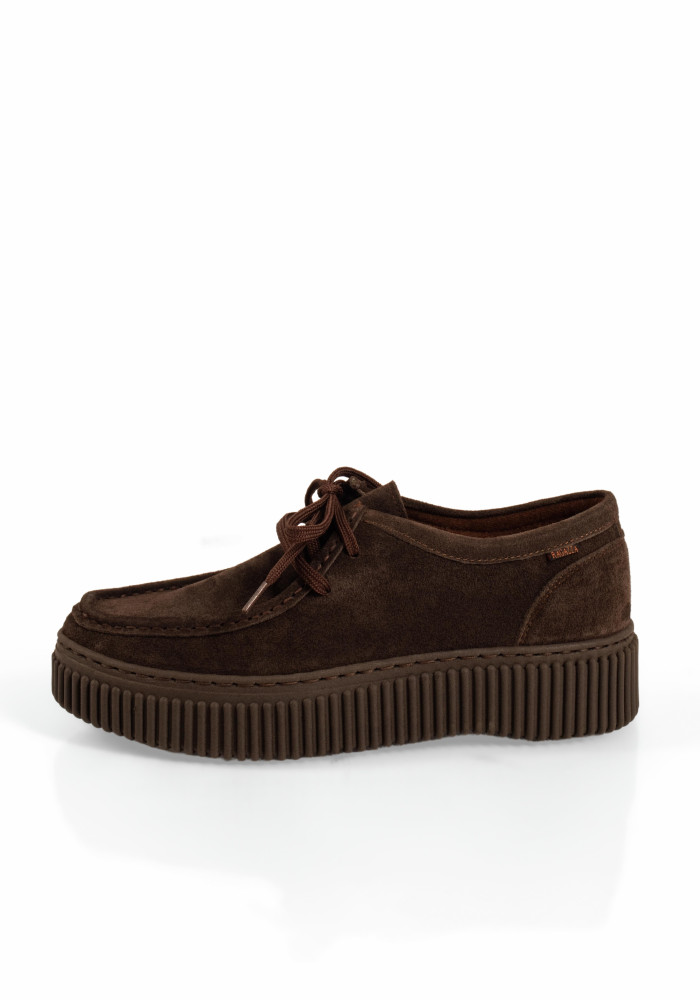 Ragazza καφέ γυναικεία δερμάτινα Lace Up loafers με περιμετρική ραφή