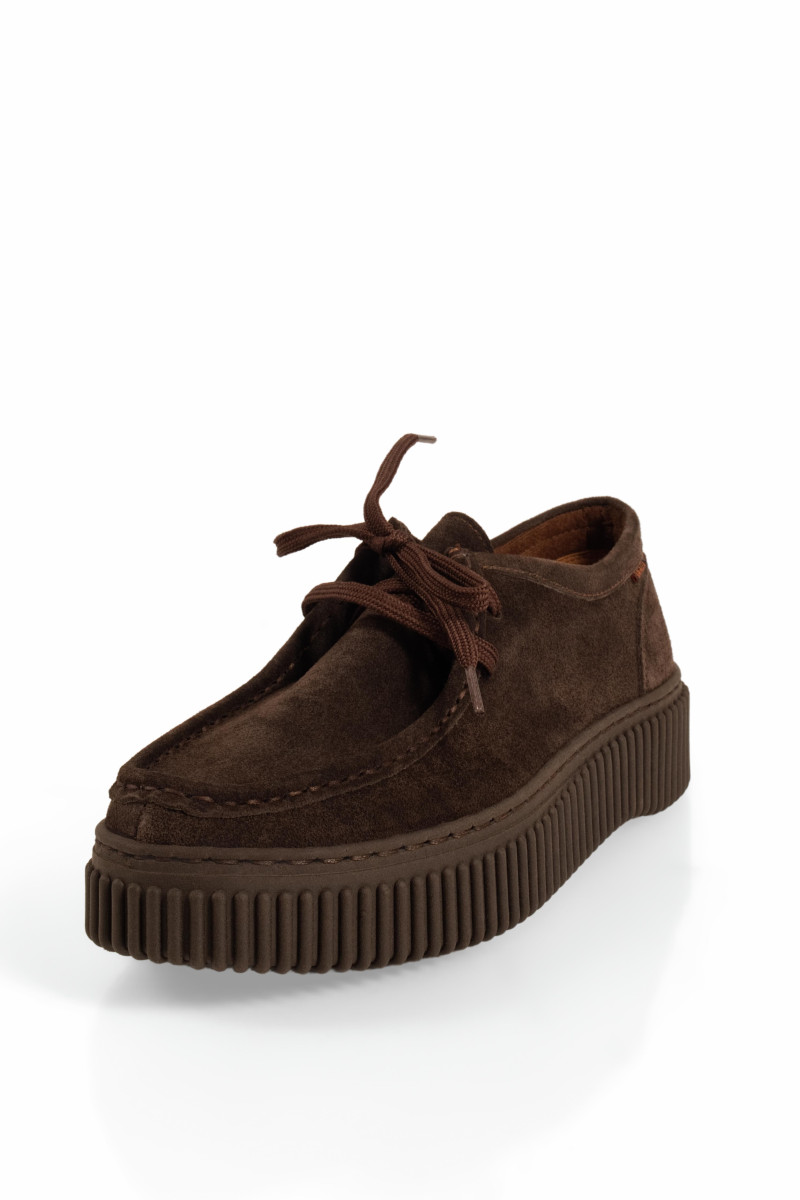Ragazza καφέ γυναικεία δερμάτινα Lace Up loafers με περιμετρική ραφή