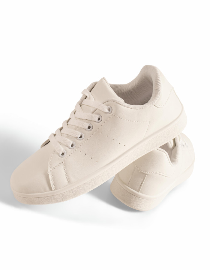 Unisex λευκά αδιάβροχα flat sneakers με απλή γραμμή