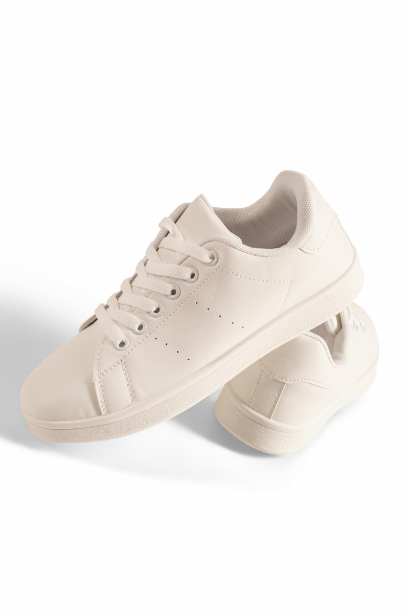 Unisex λευκά αδιάβροχα flat sneakers με απλή γραμμή