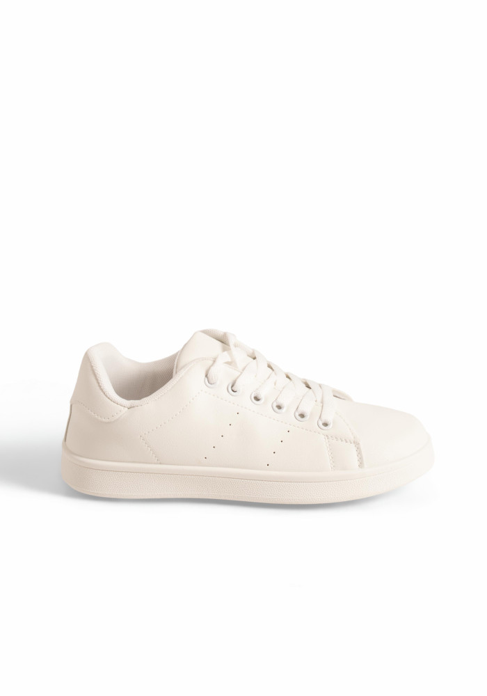 Unisex λευκά αδιάβροχα flat sneakers με απλή γραμμή