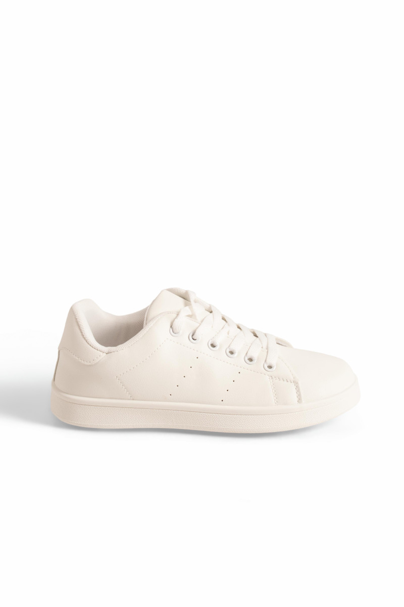 Unisex λευκά αδιάβροχα flat sneakers με απλή γραμμή