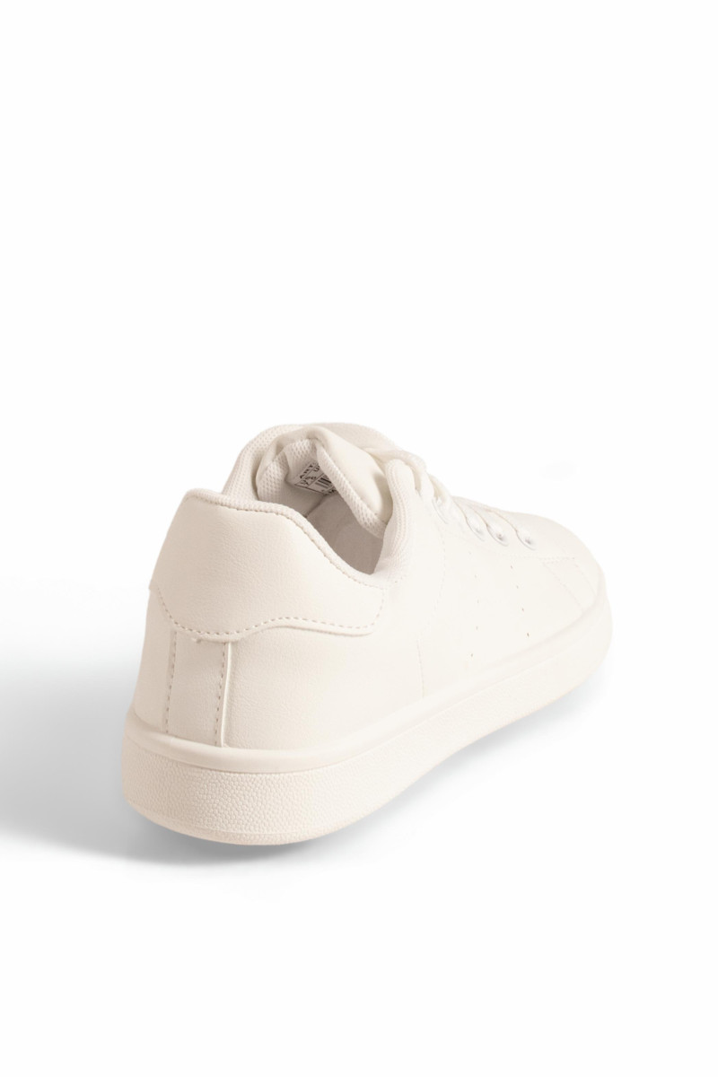 Unisex λευκά αδιάβροχα flat sneakers με απλή γραμμή