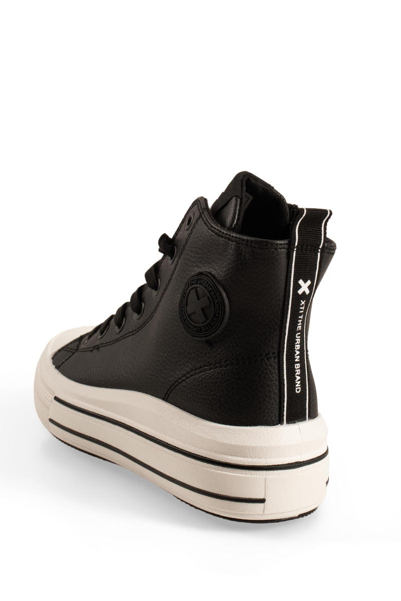 Xti μαύρα παιδικά sneakers μποτάκια με κορδόνια και φερμουάρ