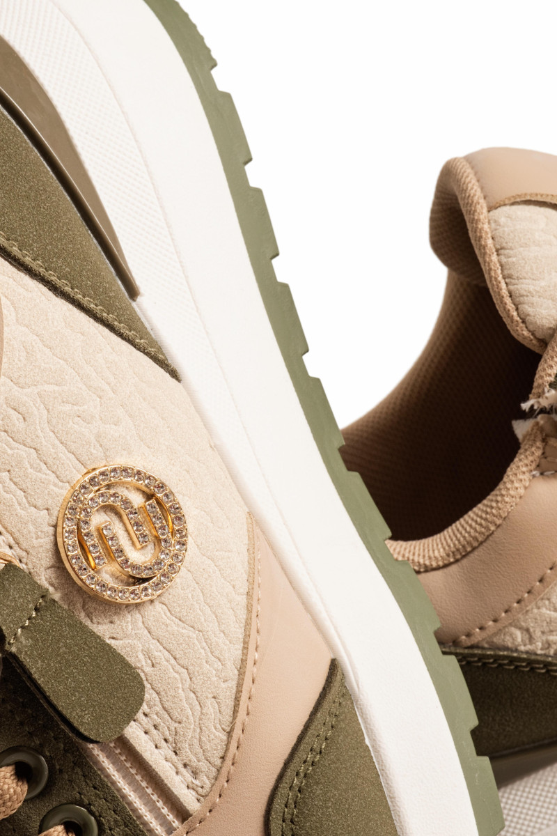 Γυναικεία sneakers λαδί με φερμουάρ και chunky σόλα