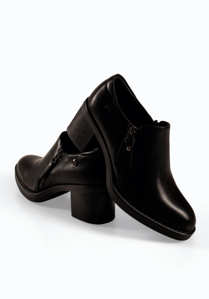 Zak μαύρα γυναικεία ankle boots μαύρα με πλαϊνό φερμουάρ