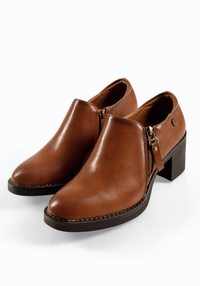 Zak ταμπά γυναικεία ankle boots μαύρα με πλαϊνό φερμουάρ