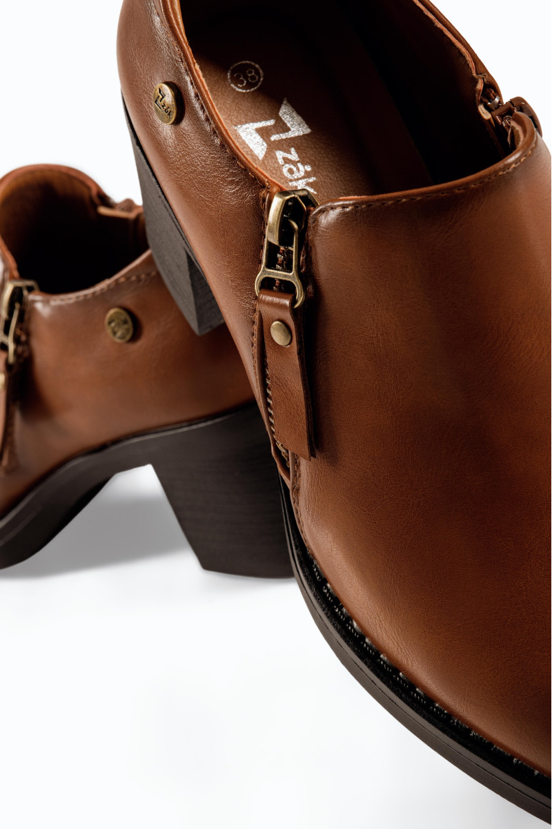 Zak ταμπά γυναικεία ankle boots μαύρα με πλαϊνό φερμουάρ