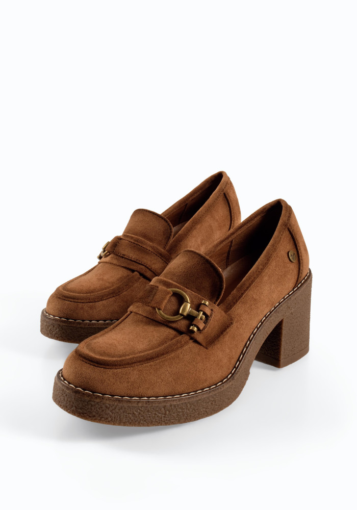Zak ταμπά σουέτ γυναικεία loafers με κρεπ χοντρό τακούνι