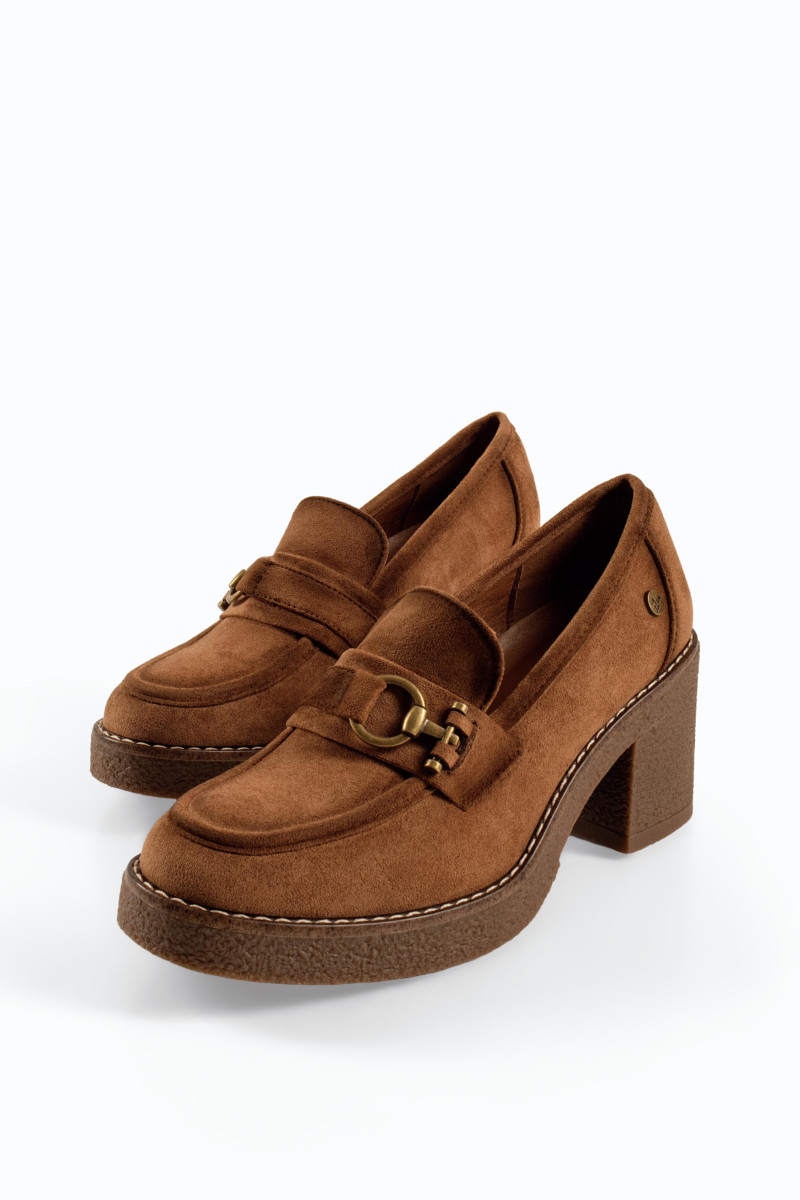 Zak ταμπά σουέτ γυναικεία loafers με κρεπ χοντρό τακούνι
