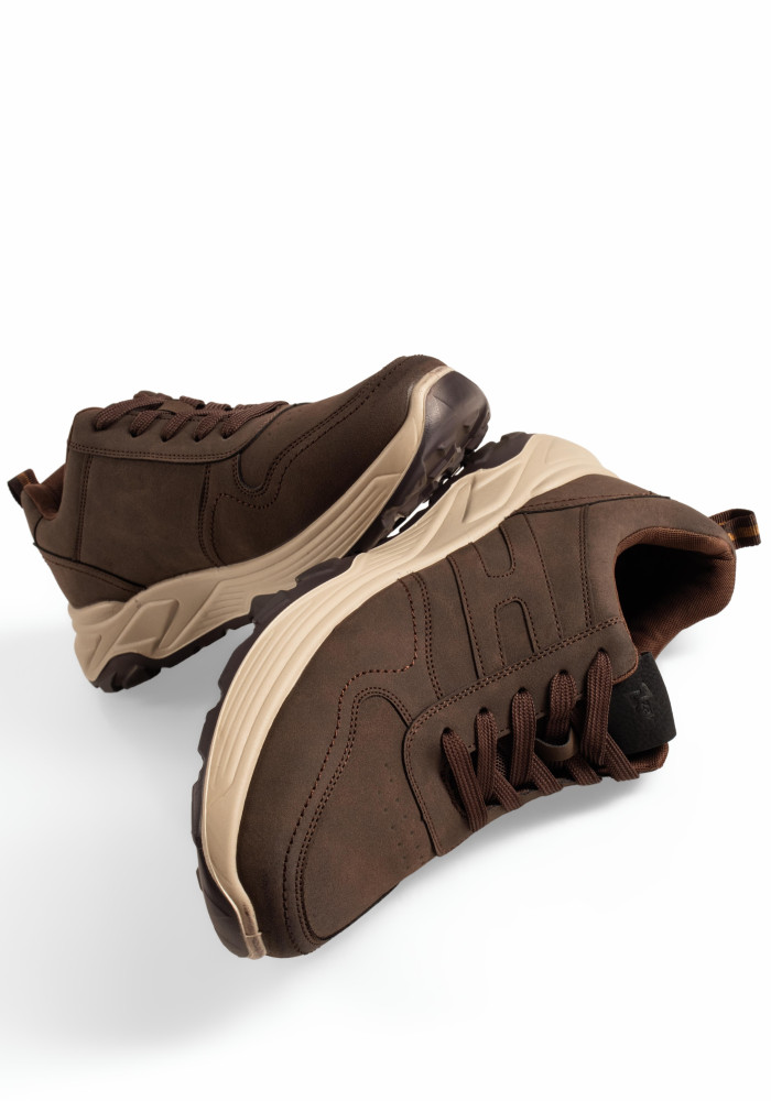 Zak καφέ ανδρικά sneakers με chunky σόλα και πλαϊνές ραφές