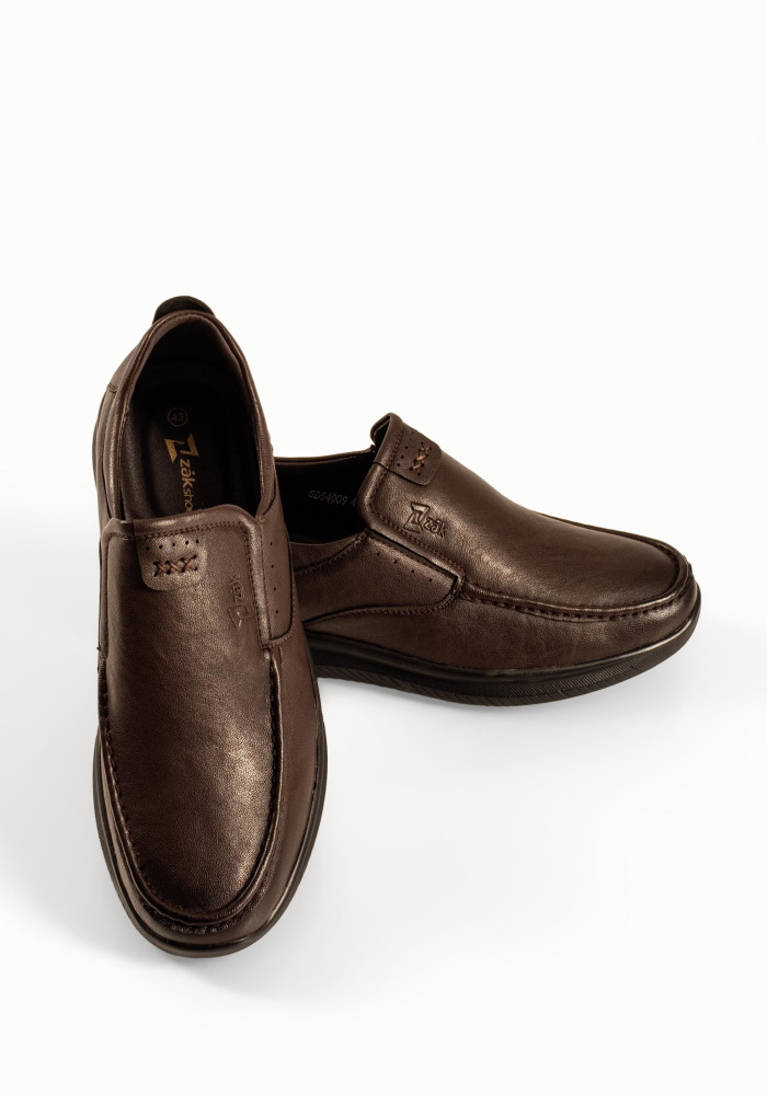 Zak καφέ ανδρικά παπούτσια slip-on με διακοσμητικά γαζιά και χαμηλή σόλα