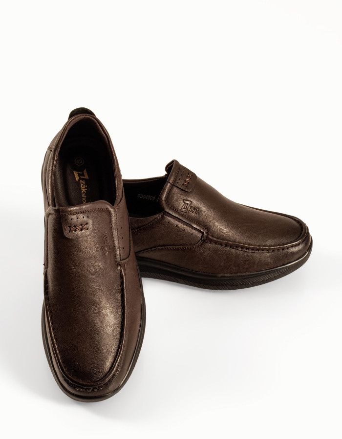 Zak καφέ ανδρικά παπούτσια slip-on με διακοσμητικά γαζιά και χαμηλή σόλα