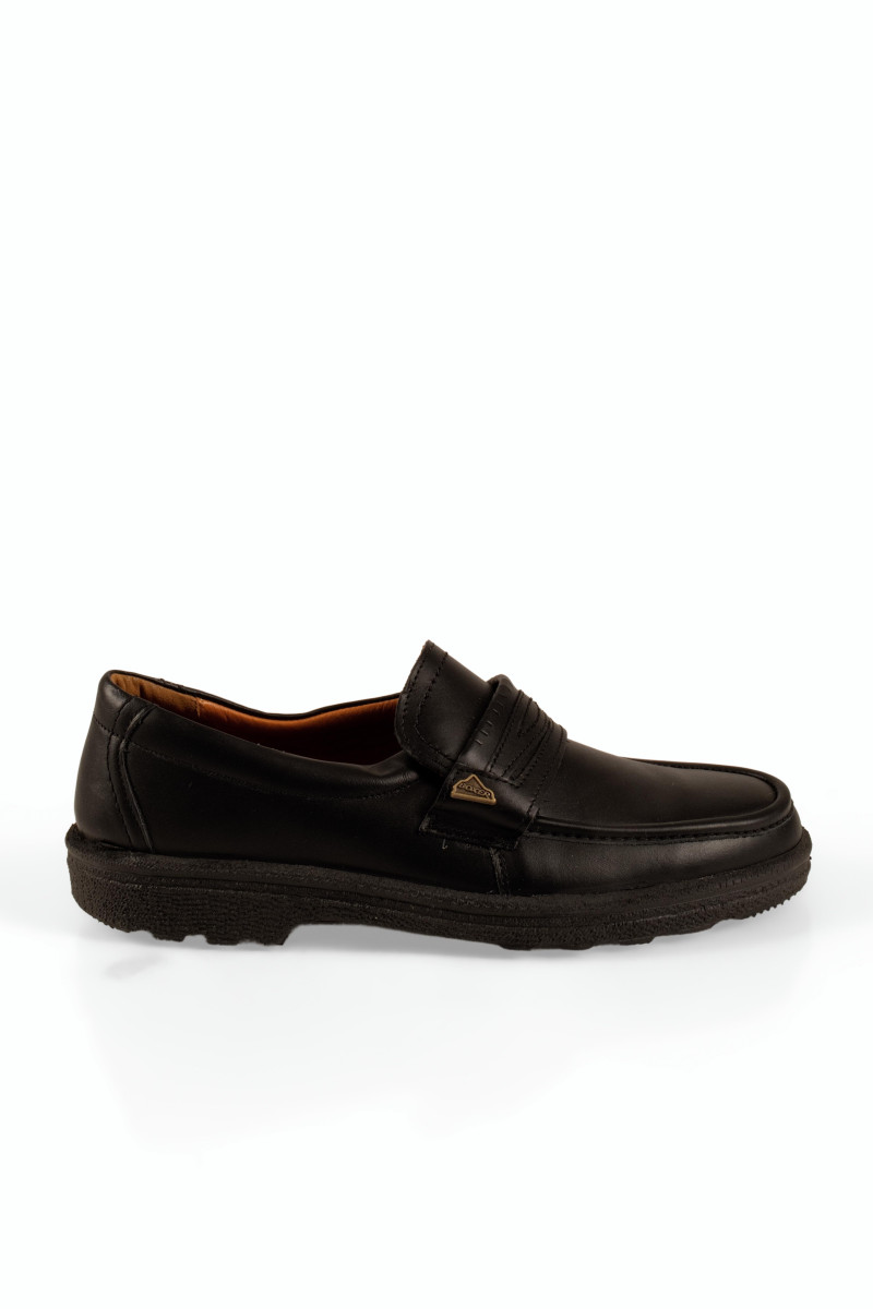 Ανδρικά loafers Boxer μαύρα με δερμάτινη υφή και χοντρή σόλα