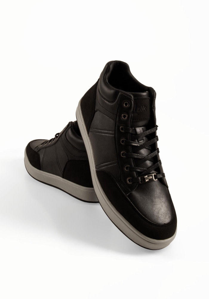 Ανδρικά μποτάκια sneakers Zak μαύρα casual με λευκή σόλα