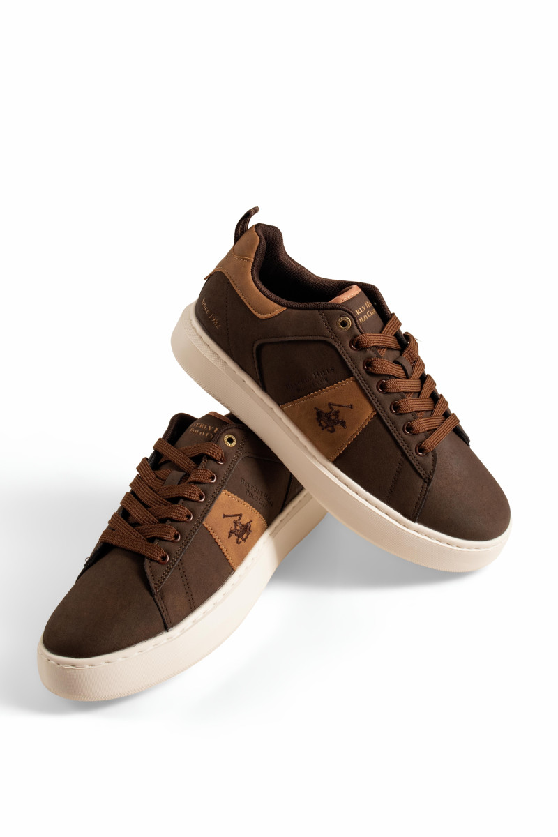 Ανδρικά sneakers Beverly Hills Polo Club καφέ με μπεζ λεπτομέρειες