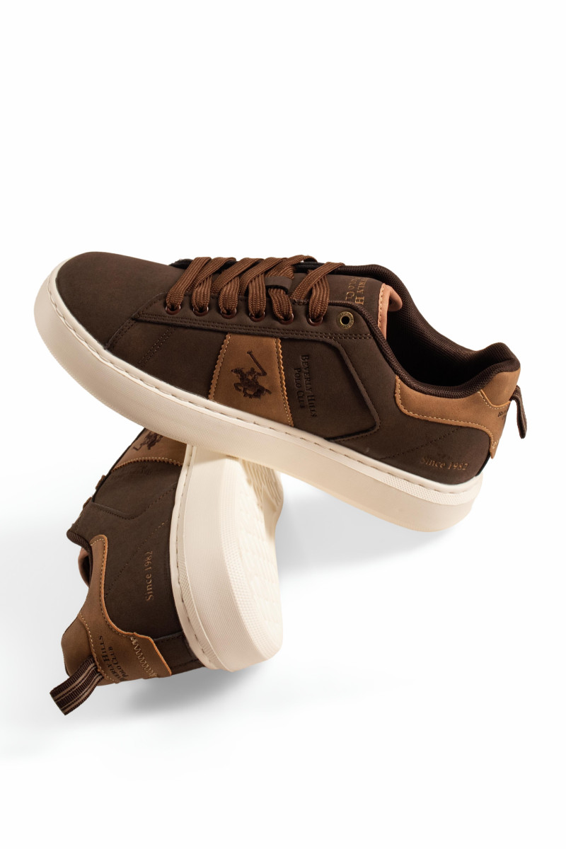 Ανδρικά sneakers Beverly Hills Polo Club καφέ με μπεζ λεπτομέρειες