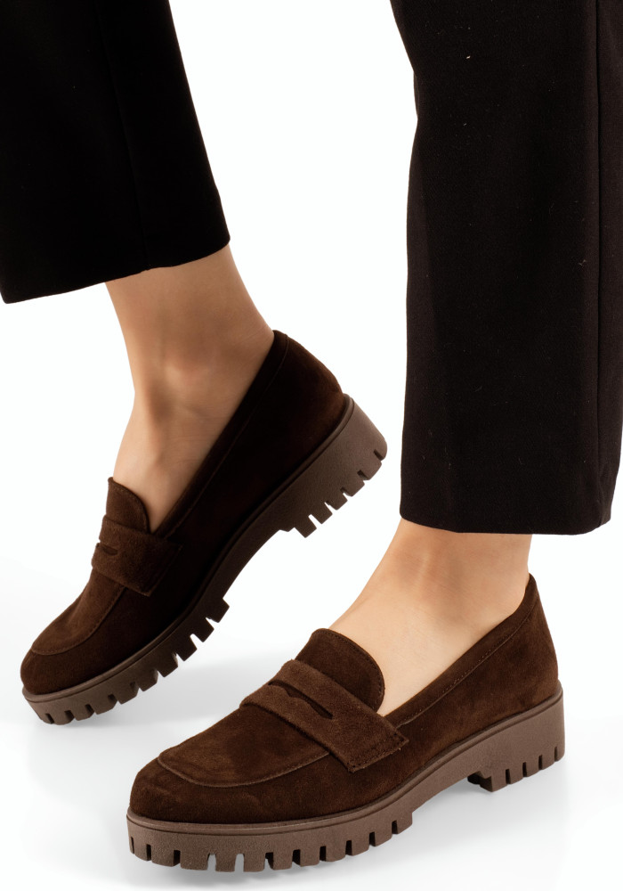 Si Bolleti καφέ σουέτ loafers με τρακτερωτή σόλα