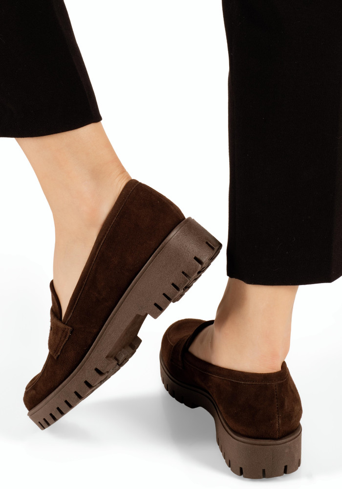 Si Bolleti καφέ σουέτ loafers με τρακτερωτή σόλα