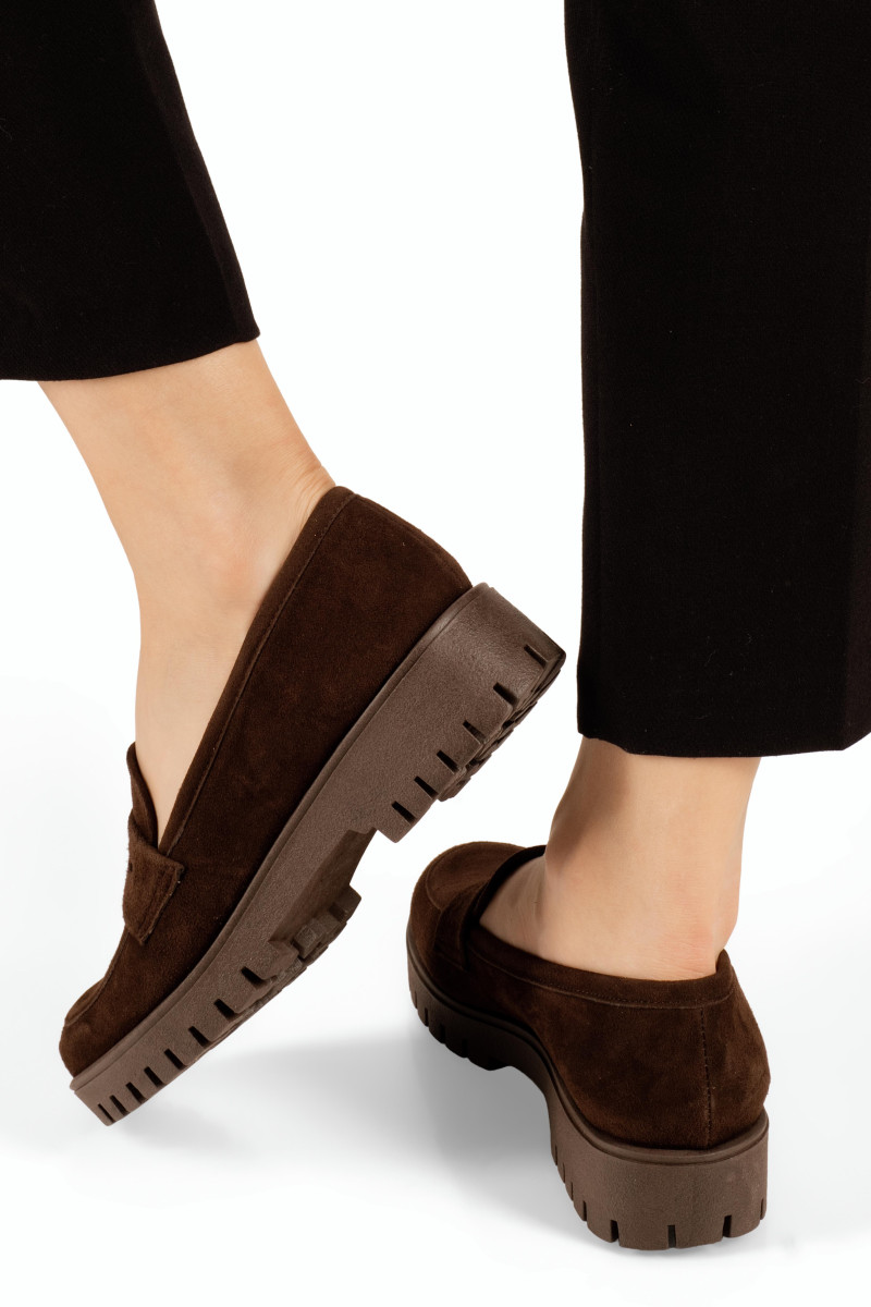 Si Bolleti καφέ σουέτ loafers με τρακτερωτή σόλα