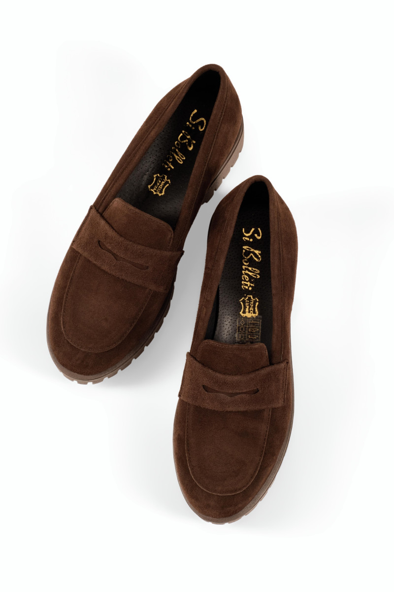 Si Bolleti καφέ σουέτ loafers με τρακτερωτή σόλα