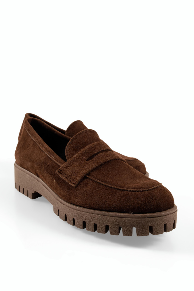 Si Bolleti καφέ σουέτ loafers με τρακτερωτή σόλα