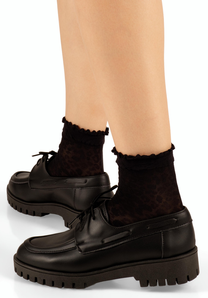 Si Bolleti μαύρα δετά loafers με τρακτερωτή σόλα και ραφές