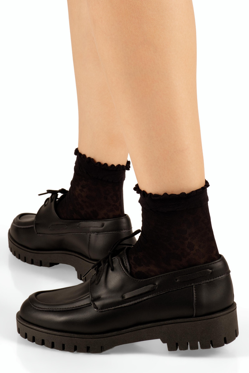 Si Bolleti μαύρα δετά loafers με τρακτερωτή σόλα και ραφές