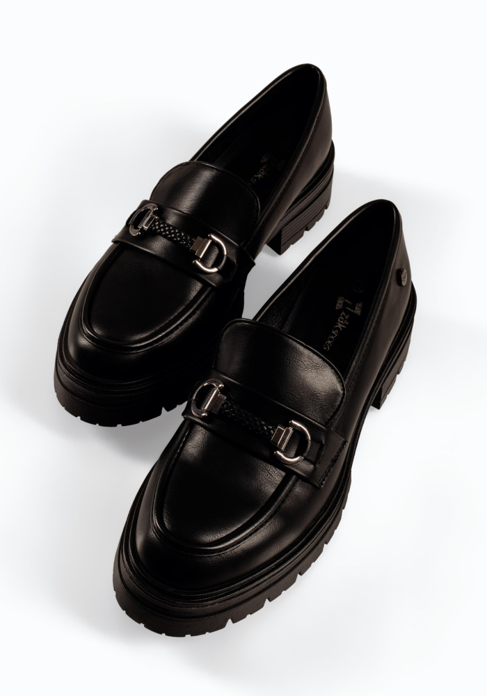 Zak γυναικεία loafers μαύρα με πλεκτή λεπτομέρεια