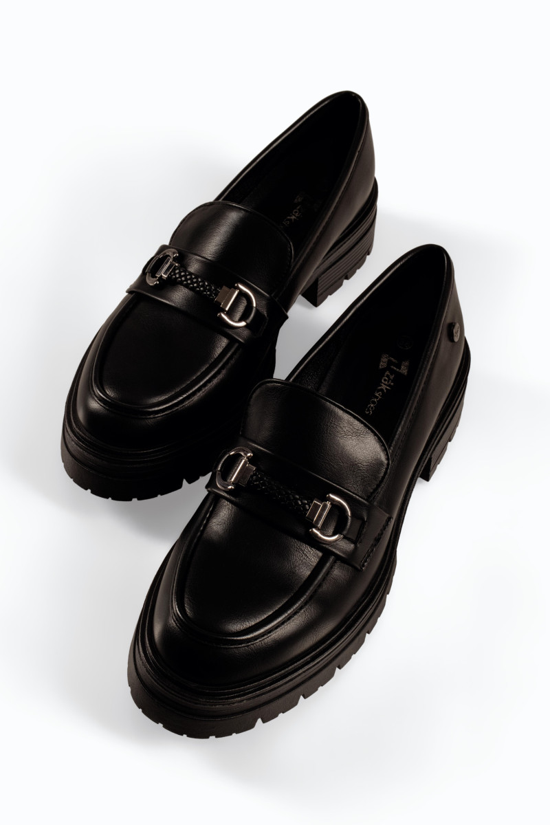 Zak γυναικεία loafers μαύρα με πλεκτή λεπτομέρεια