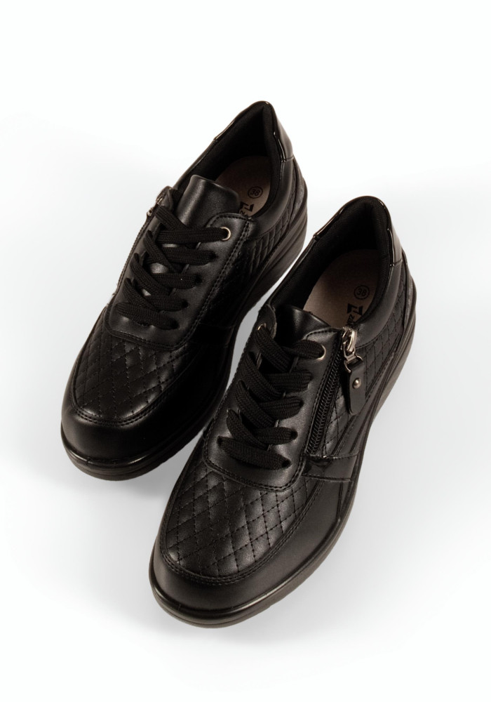 Zak γυναικεία casual sneakers μαύρα με καπιτονέ σχέδιο και πλατφόρμα