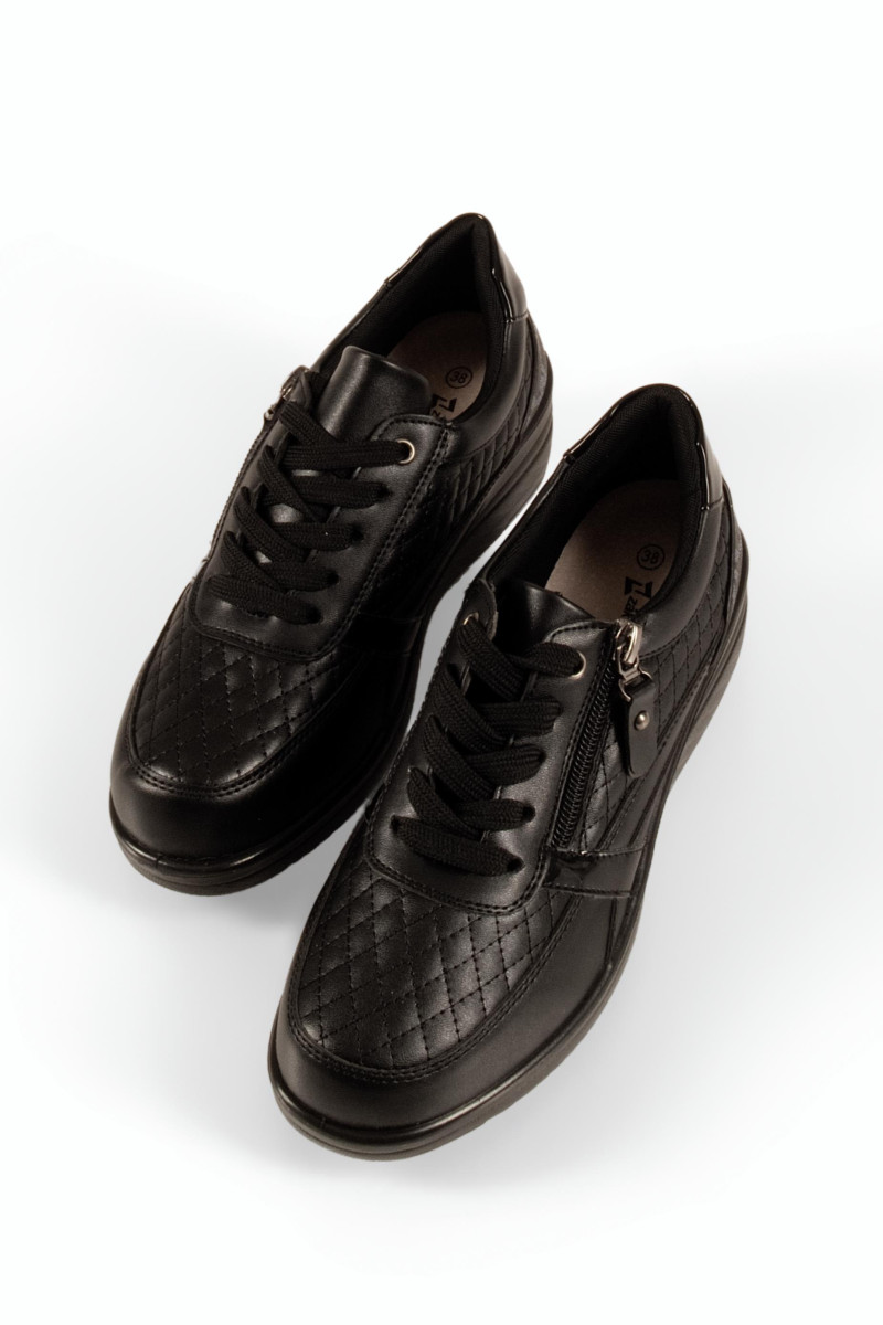 Zak γυναικεία casual sneakers μαύρα με καπιτονέ σχέδιο και πλατφόρμα