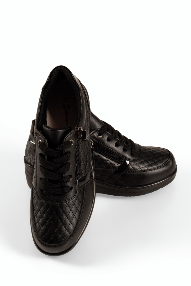 Zak γυναικεία casual sneakers μαύρα με καπιτονέ σχέδιο και πλατφόρμα